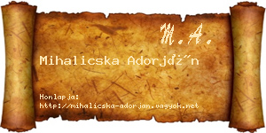 Mihalicska Adorján névjegykártya